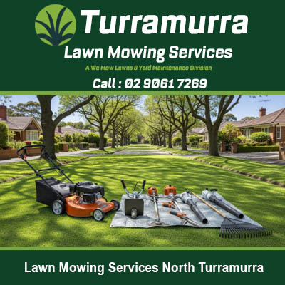 Professional lawn mowing equipment ready for service in North Turramurra NSW